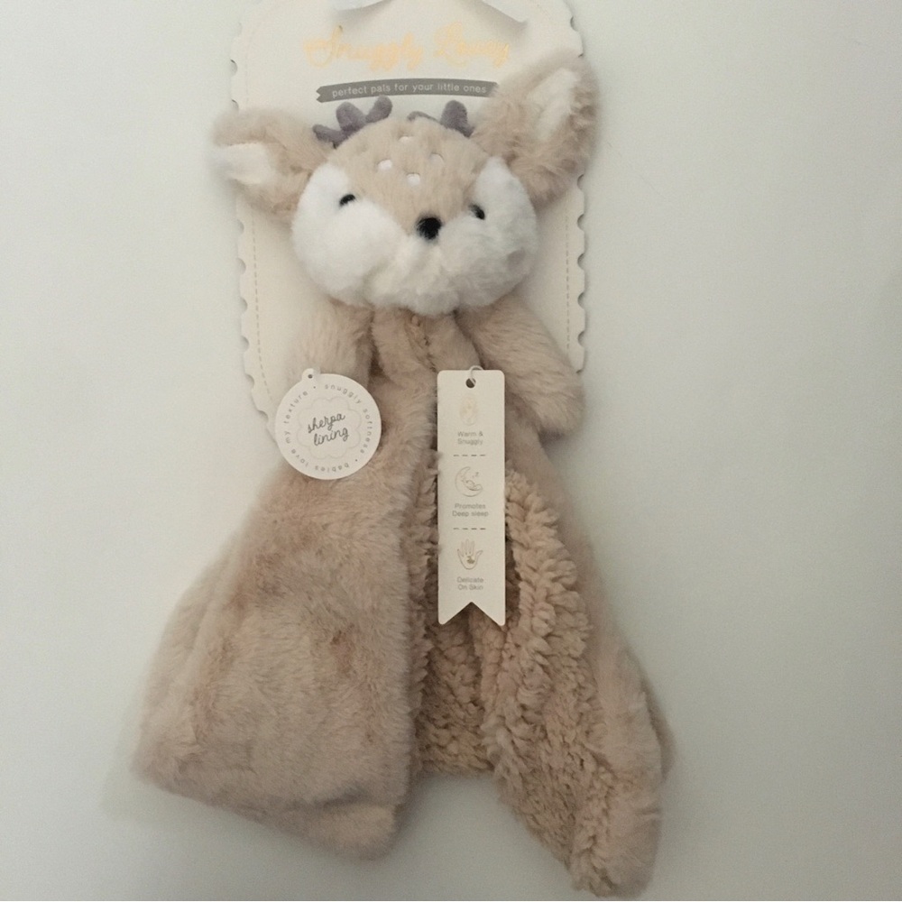 NEW Baby Lovey Deer Security Blanket Soft Baby Toy Sherpa Lining | Snuggly Lovey